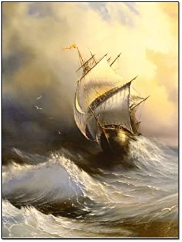 Amazon.co.jp: 絵画 インテリア おしゃれ ヴィンテージ船舶塗装嵐の